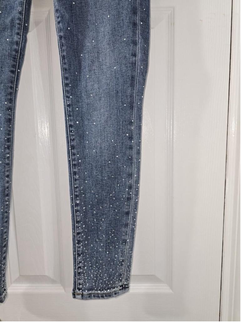 True Religion Jennie Curvy Mid Rise Skinny Jeans Size 28  BLING Rhinestones