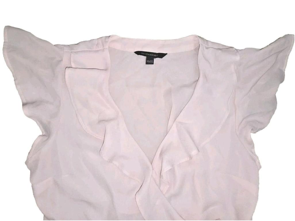 Banana Republic Wrap Ruffle Blouse Pink Top Size XS