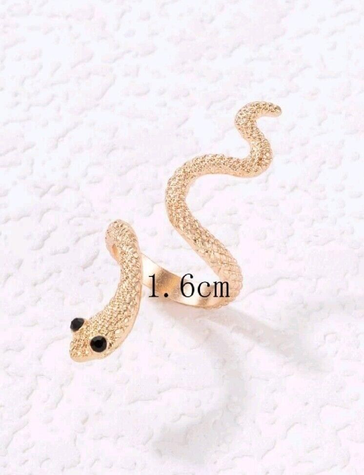 Snake Pattern Gold Metal Animal Retro Exaggerated Snake-shaped Ring