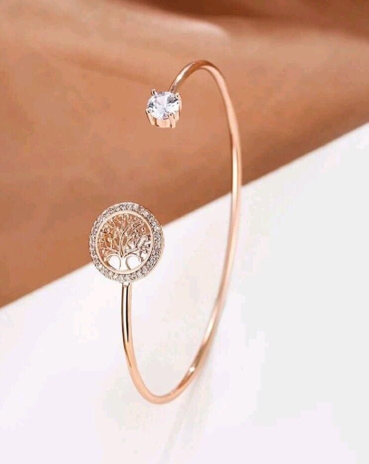 Rose Gold Family Tree bangle bracelet