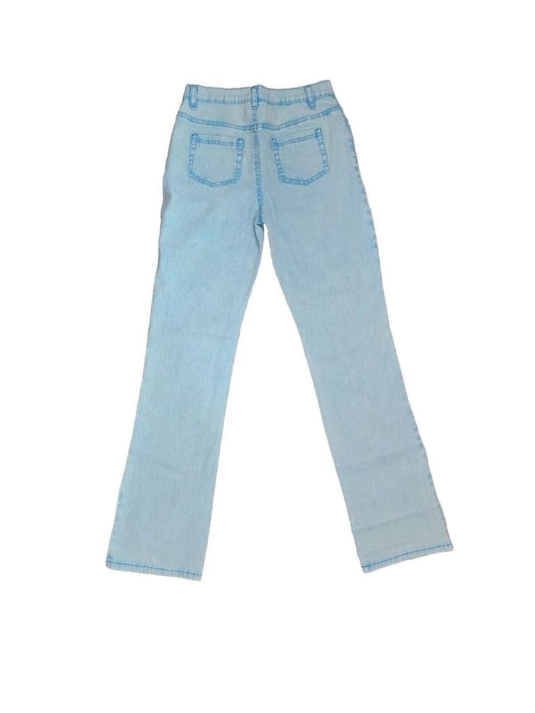 DG2 DIANE GILMAN Flourescent Blue Turquoise Stretchy High Waist Jeans Size 4T