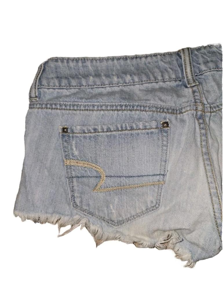 Y2K American Eagle 'Live Your Life' Distressed Studded Short Shorts SZ 6