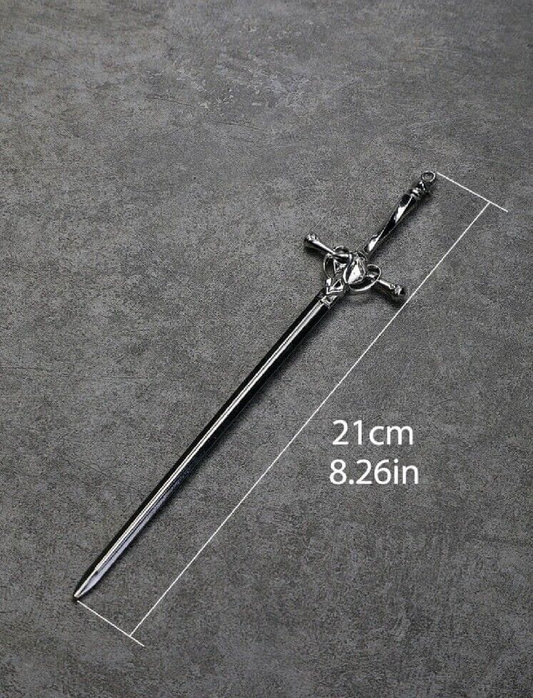 Women Silver Celtic Gothic Hairpin Sword Shape Hair Sticks Chopstick Hair Fork