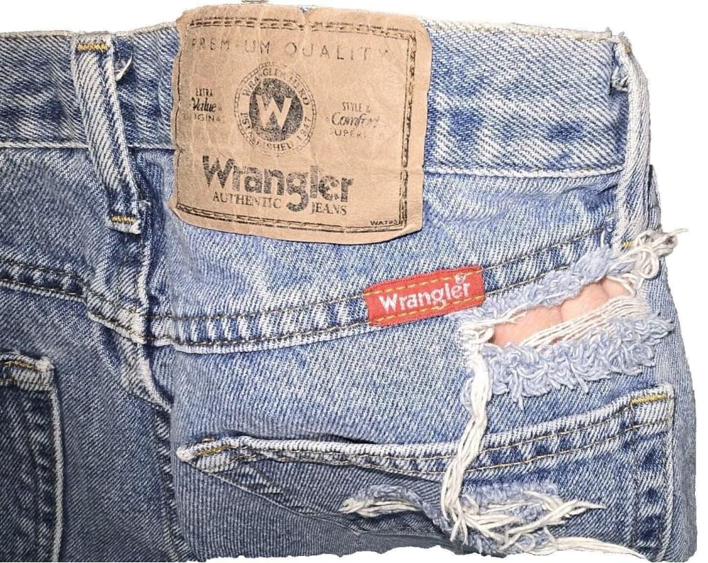 VTG Custom Distresed Wrangler Cheeky Shorts 100% Cotton Denim Cutoff SZ 30