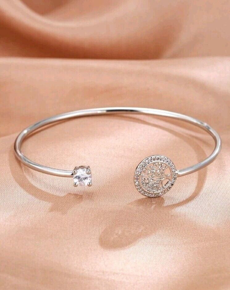 Silver Family Tree bangle bracelet