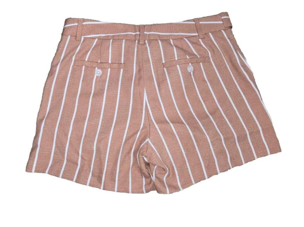 Banana Republic Belt Tie-waist Tailored Shorts Size 0 Orange Coral White Stripe