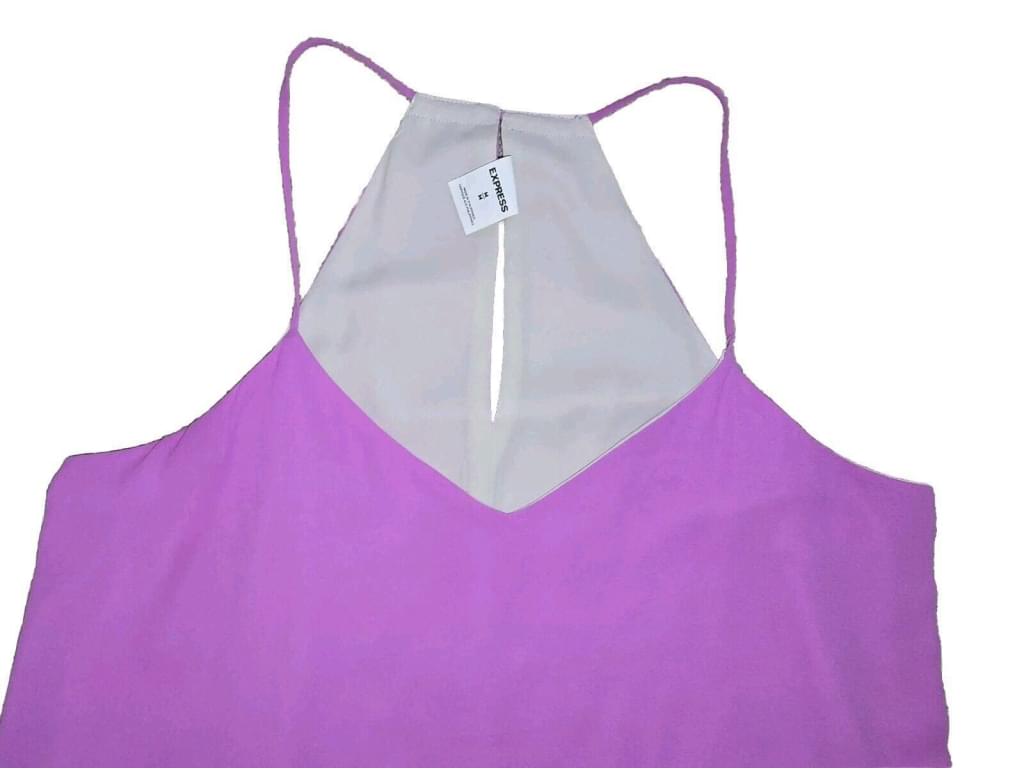 Express Reversible Chiffon V-Neck Cami Tank Top Purple Gray Size Medium