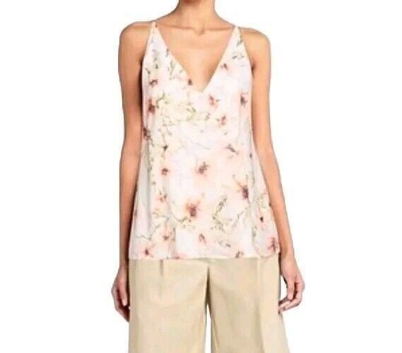 Haute Hippie White Floral V Neck Open Back Top SMALL NWT *MSRP $235*