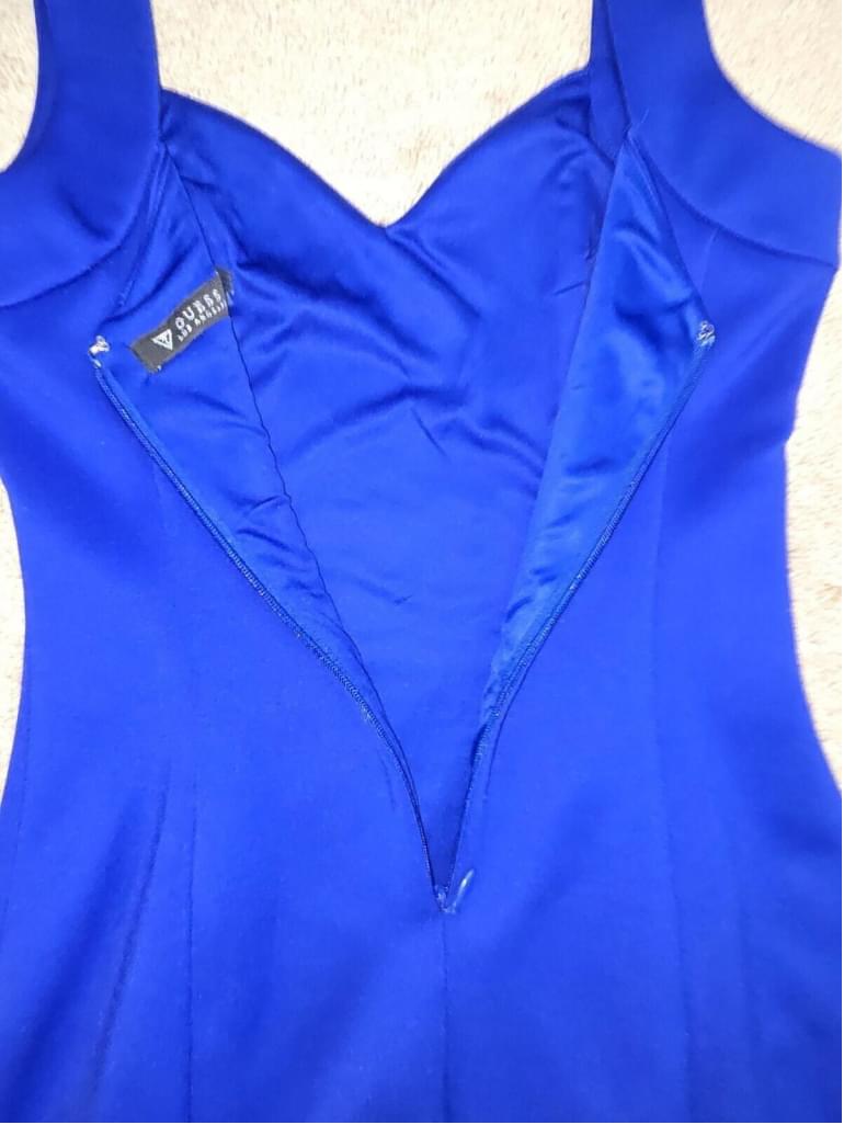 RARE GUESS Cobalt Royal Blue Body-Con  Dress Lace Up Straps Zip Back SZ 6