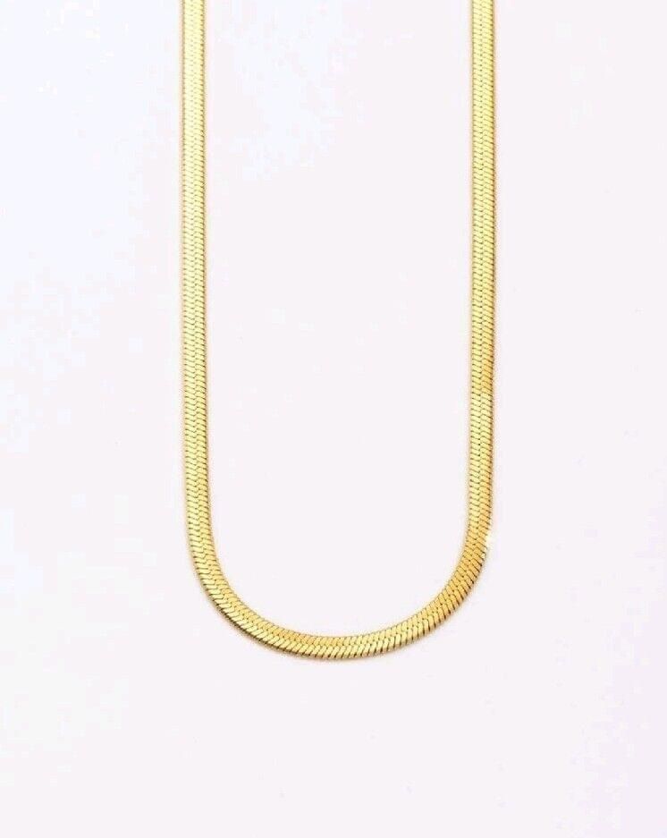 Faux Gold Thin Herringbone Necklace