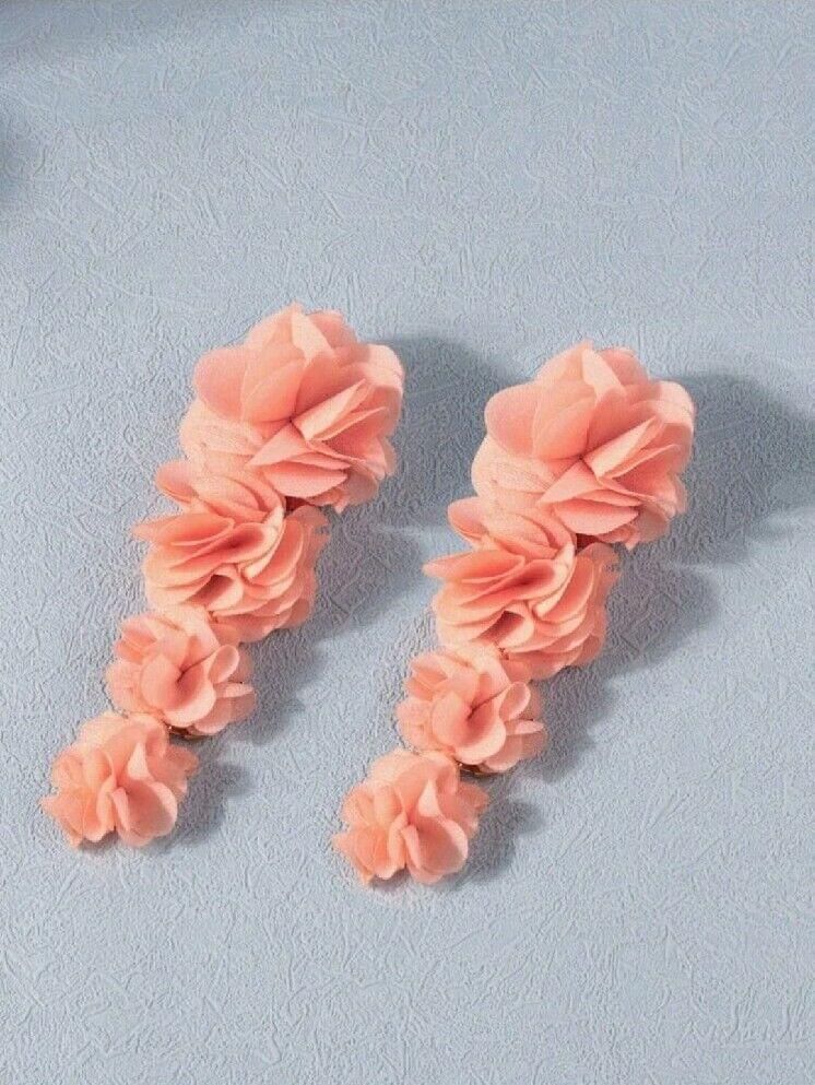 Womens Ladies Flower Large Stud Floral Earrings Boho Statement Coral Peach