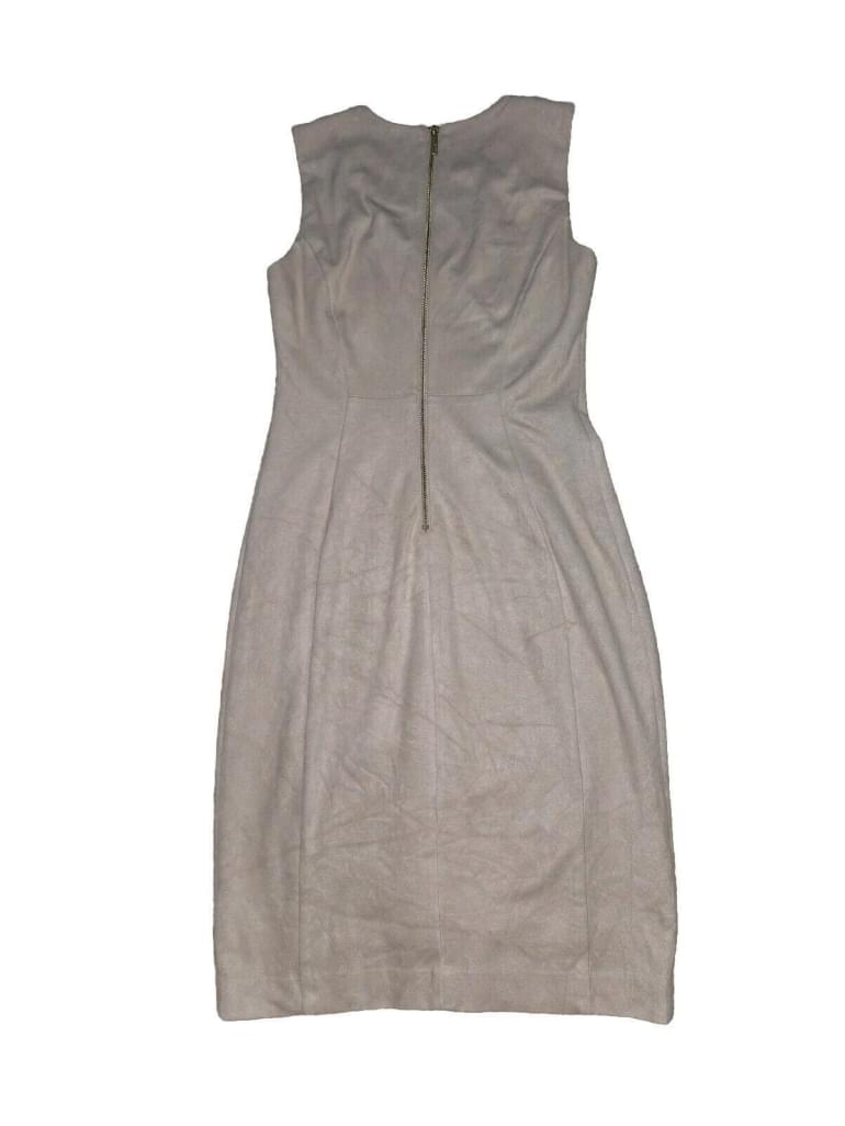 Calvin Klein Pale Pink Beige Suede Sleeveless Gold Zipper Sheath Dress SZ 4