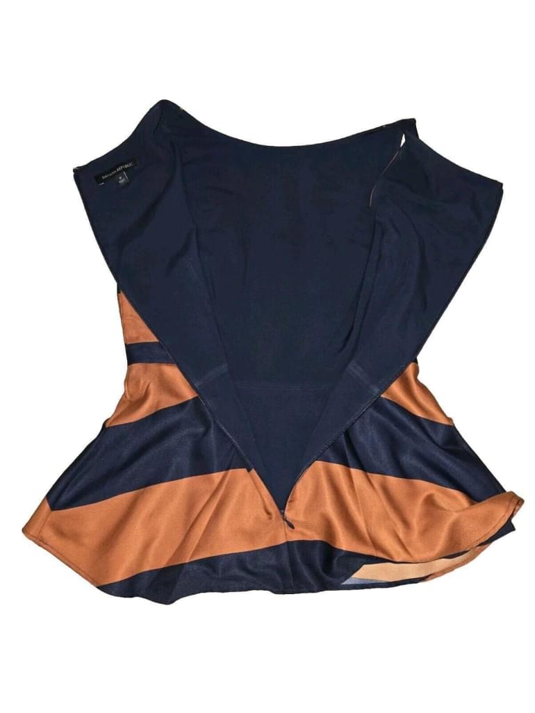 Banana Republic Sleeveless Peplum Top Cognac Navy Color SZ 2