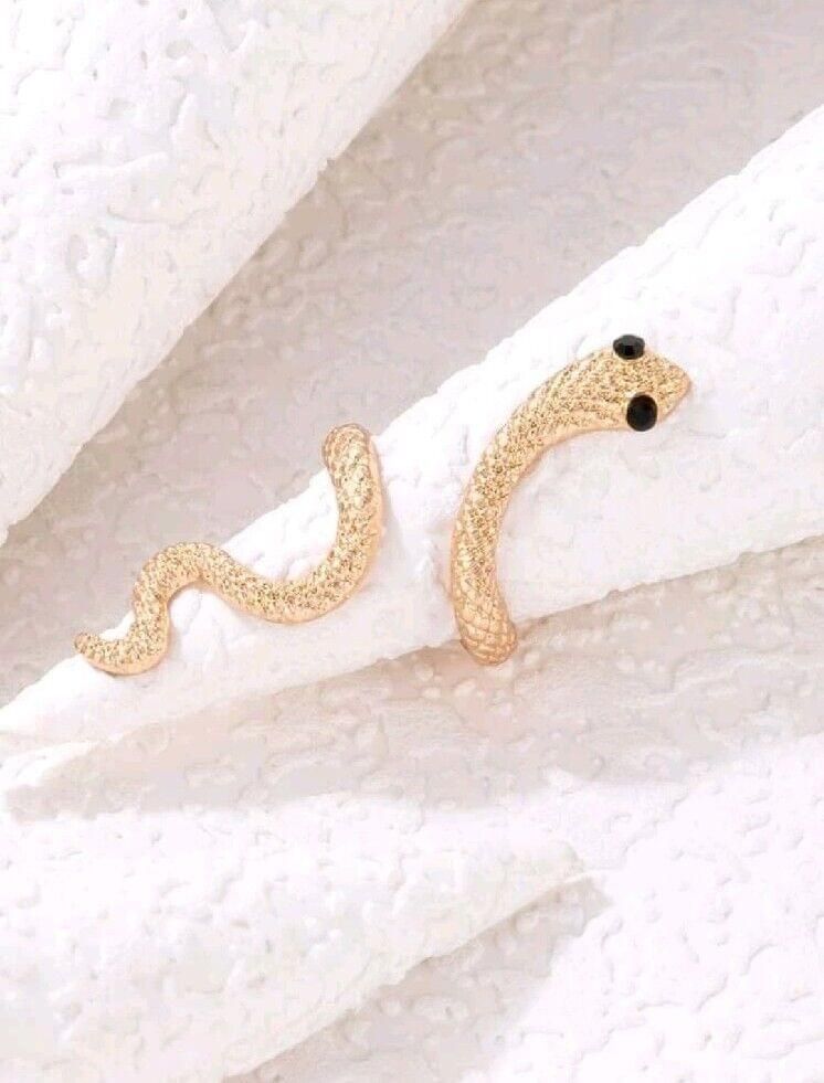 Snake Pattern Gold Metal Animal Retro Exaggerated Snake-shaped Ring