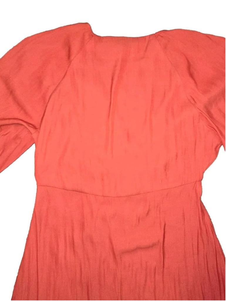 Banana Republic Reddish Orange Deep V-neck Long Sleeve Maxi Dress SZ 2